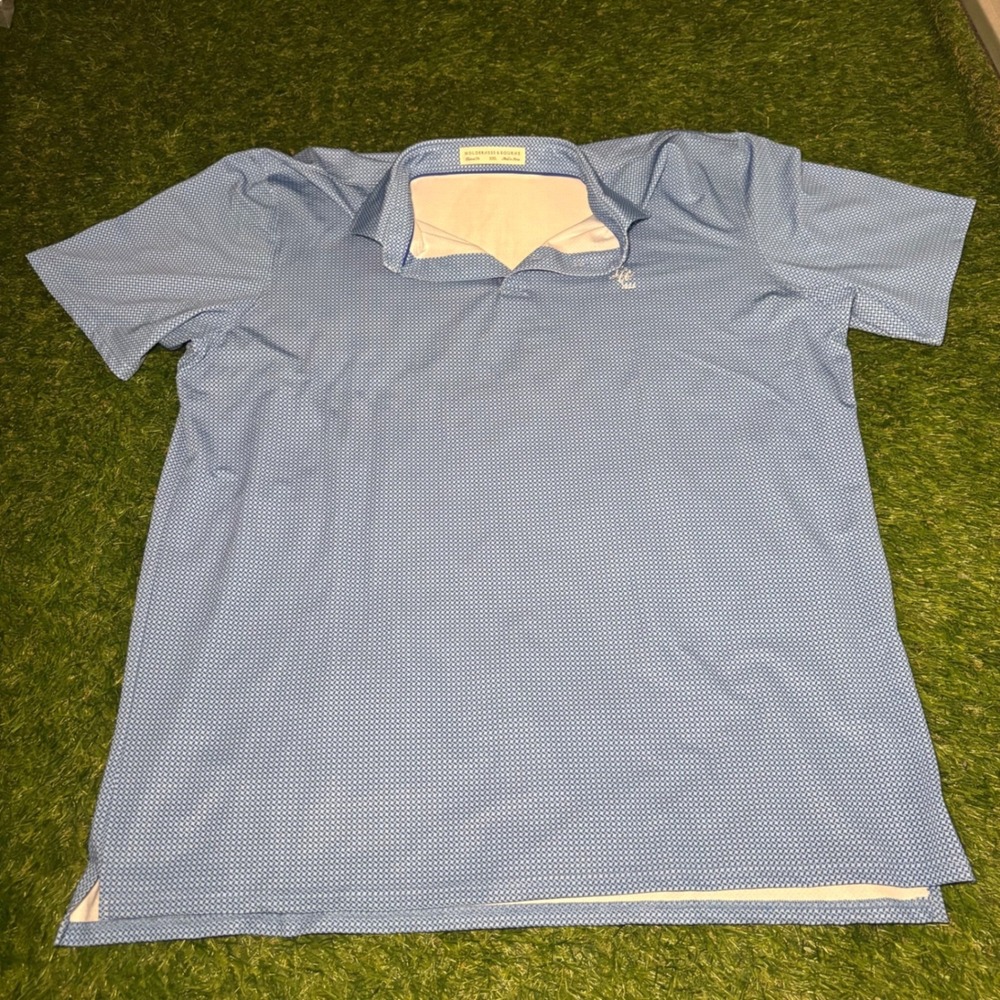 Holderness & Bourne Longmeadow Country Club Polo Shirt Blue Geometric XXL Mens